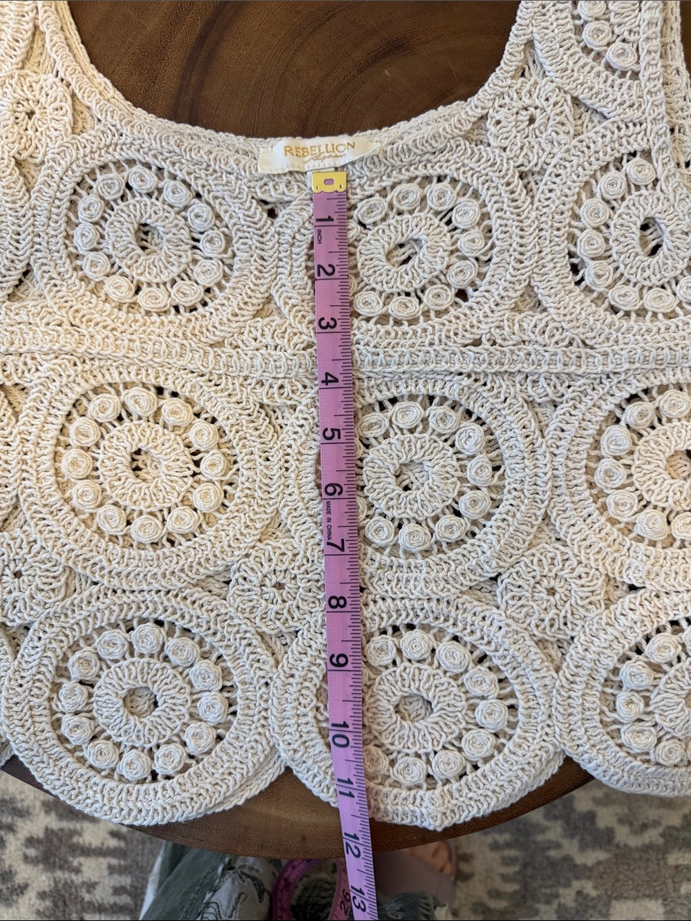 Rebellion Crochet Tank Top — Cream - Picture 4 of 8